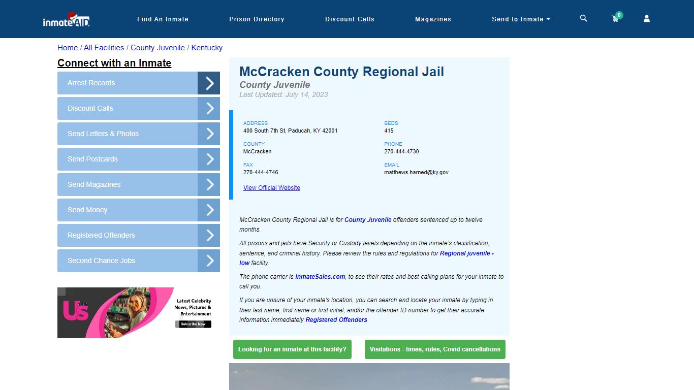 McCracken County Regional Jail & Inmate Search - Paducah, KY